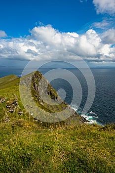 View of the Atlantic ocean from a hill at Keem bay, Achill, Co.