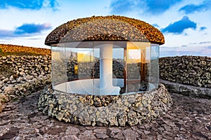 View at Atlantic ocean and La Graciosa island at sunset from El Mirador del Rio in Lanzarote, Canary Islands, Spain