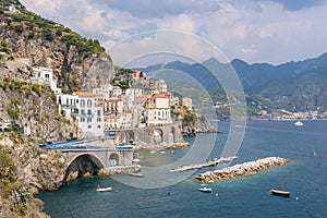 View of Atrani town on Amalfi coast