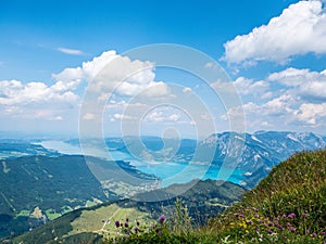 View of the Attersee lake in the Salzkammergut region