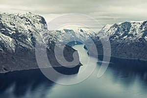 View of an Aurlandsfjord in Norway