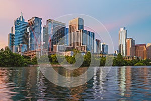 View of Austin, Texas in USA downtown skyline.