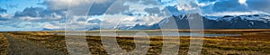 View during auto trip in West Iceland highlands, Snaefellsnes peninsula, Snaefellsjokull National Park. Spectacular volcanic