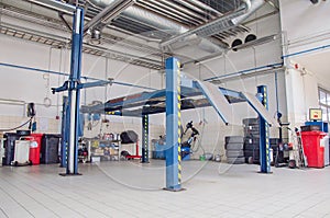 View of automobile repair shop