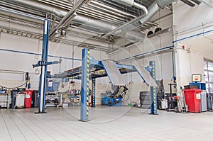 View of automobile repair shop