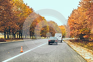 view of autumn highway fall season