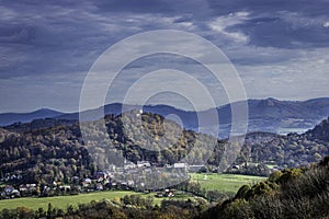 A view of the autumn landscape around Hukvaldy Castle