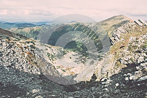 View of Tatra Mountains in Slovakia - vintage effect