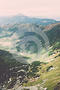 View of Tatra Mountains in Slovakia - vintage effect