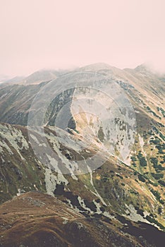 View of Tatra Mountains in Slovakia - vintage effect