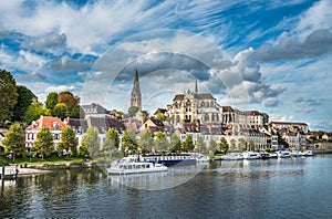 View of Auxerre at the river Yonne, Burgundy, France photo