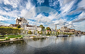 View of Auxerre at the river Yonne, Burgundy, France photo