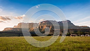 View of the Auyantepui. La Gran Sabana plain at kamarata valley