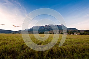 View of the Auyantepui. La Gran Sabana plain at kamarata valley