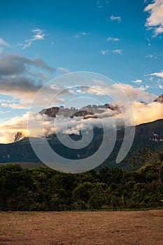 View of the Auyantepui. La Gran Sabana plain at kamarata valley