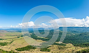 View of the Auyantepui. La Gran Sabana plain at kamarata valley