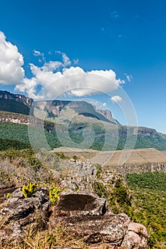 View of the Auyantepui. La Gran Sabana plain at kamarata valley