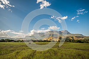 View of the Auyantepui. La Gran Sabana plain at kamarata valley