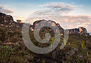 View of the Auyantepui. La Gran Sabana plain at kamarata valley