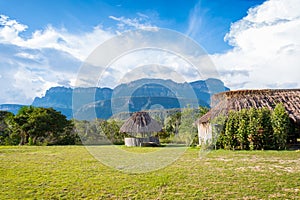 View of the Auyantepui. La Gran Sabana plain at kamarata valley