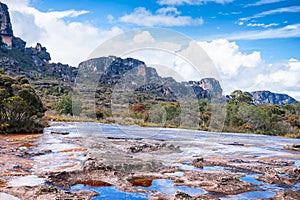 View of the Auyantepui. La Gran Sabana plain at kamarata valley