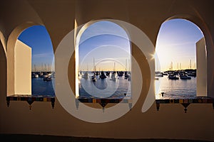 View of Avalon Harbor on Catalina Island, CA