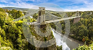 A view of the Avon Gorge and the Clifton Suspension bridge that spans it from Sion Hill