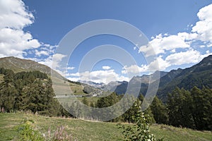 View on the Ayas valley from Antagnod, Aosta valley. Italy photo