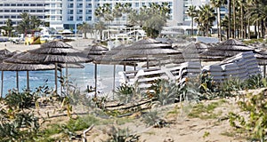 A view of a azzure water and Nissi beach in Aiya Napa, Cyprus photo