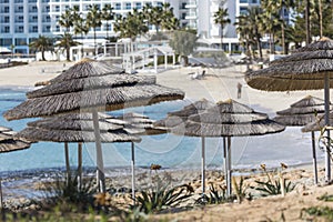 A view of a azzure water and Nissi beach in Aiya Napa, Cyprus photo