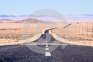 View of the B4 road between LÃ¼deritz and Keetmanshoop near Garub in Namibia, Africa.