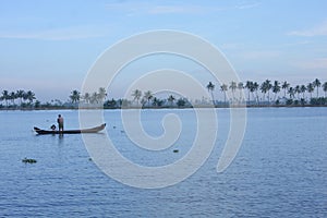 View of Backwaters of Kerala, India.
