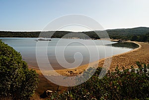 View of Baia de Bahas beach on the Golfo Marinella bay