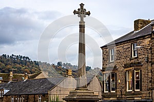 View of Bakewell, a small market town and civil parish in the Derbyshire Dales district of Derbyshire,  lying on the River Wye,