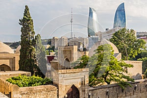 View of Baku skyline from Palace of the Shirvanshahs, Azerbaij