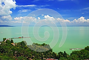 View of Balaton lake from Tihany abbey photo