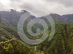 View from Balcoes viewpoint, levada dos Balcoes in Madeira island, Portugal