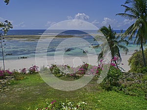 view from a balcony of a hotel at the indian ocean in Kenya