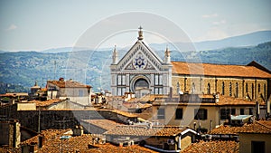 View from the balcony of Uffizi Gallery to the Duomo, aka Cathedral of Santa Maria del Fiore of Florence, Italy