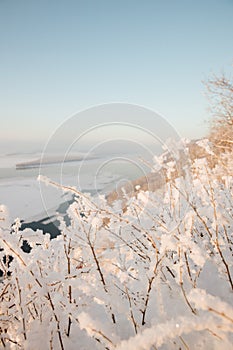 The view from the bald mountain of the city of Samara in the winter season.