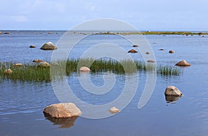 View of the Baltic Sea with stones.