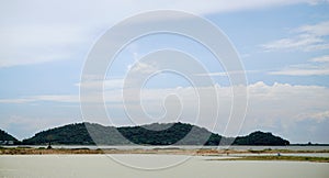 View of Bang Phra reservoir with mountain background
