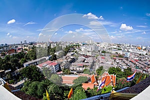 View of Bangkok Wat Saket from top of Golden Mount