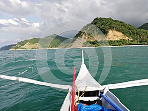 View from banka when travelling to remote part of Abra de Ilog on Mindoro, Philippines