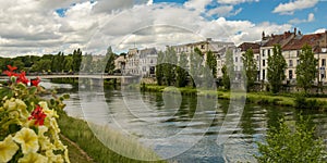 View of the banks of the Seine in the city of Melun photo