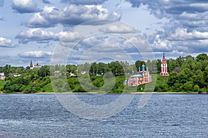 View of the banks of the Volga River in Tutayev, Russia
