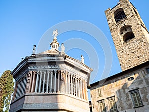 view of Baptistery and Campanone in Bergamo