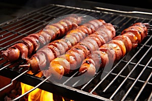 view of a barbecue grill roasting octopus tentacles