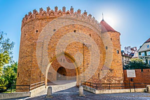 View of the Barbikan gate situated in the Polish city warsaw....IMAGE