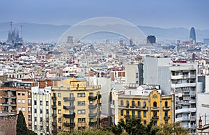 View Barcelona city skyline from the Museum of Arts